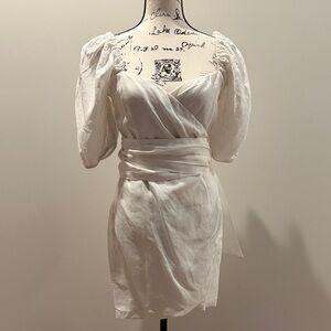 Chic White Long Sleeve Wrap Dress